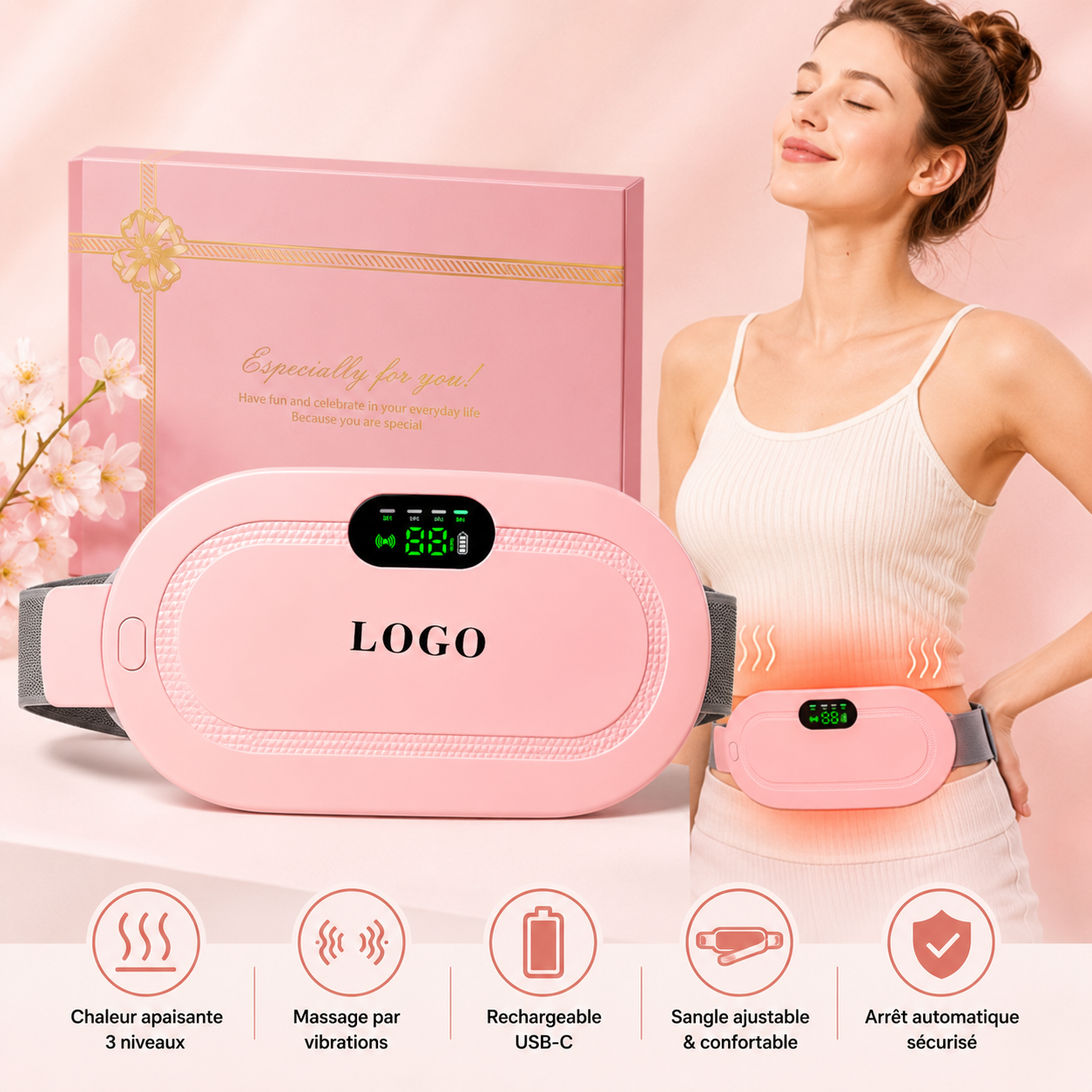Ceinture Chauffante Menstruelle Sans Fil – Soulage Rapidement les Douleurs de Règles