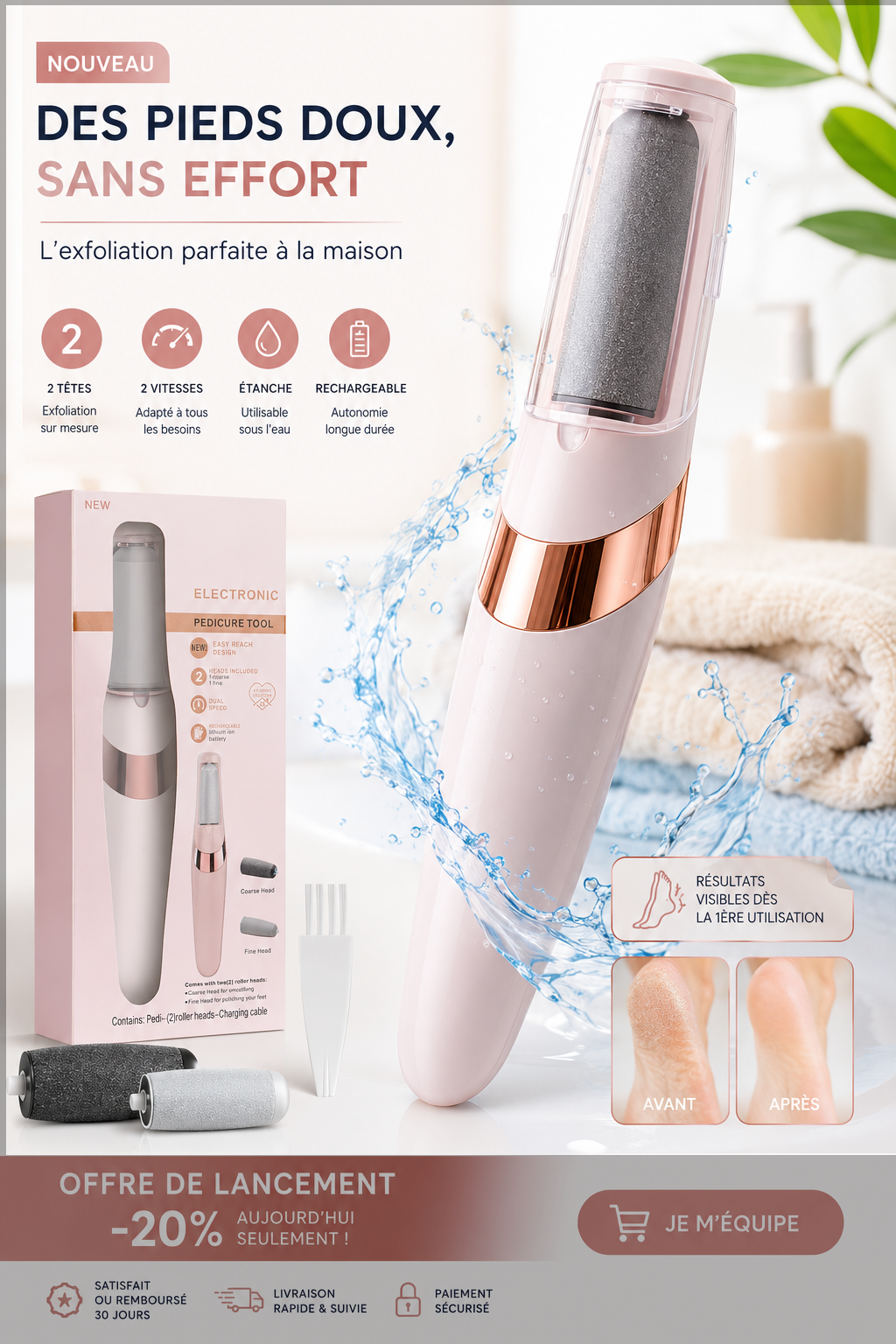 Râpe Électrique Rechargeable pour Pieds